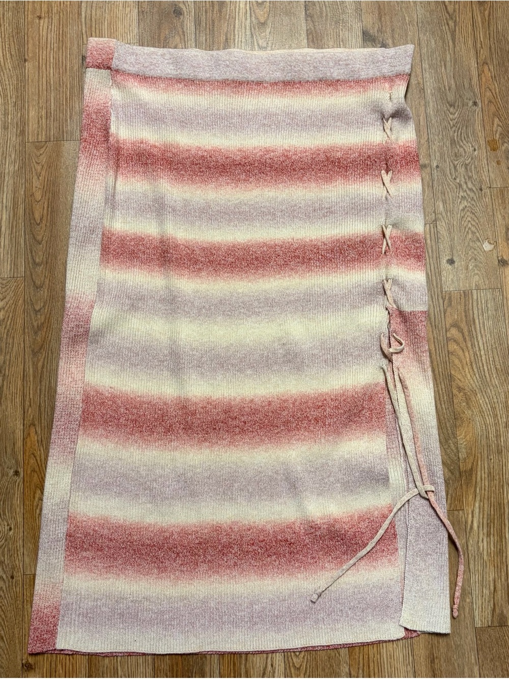 Jessica Simpson Pink and Cream Stripe Midi Wrap Skirt